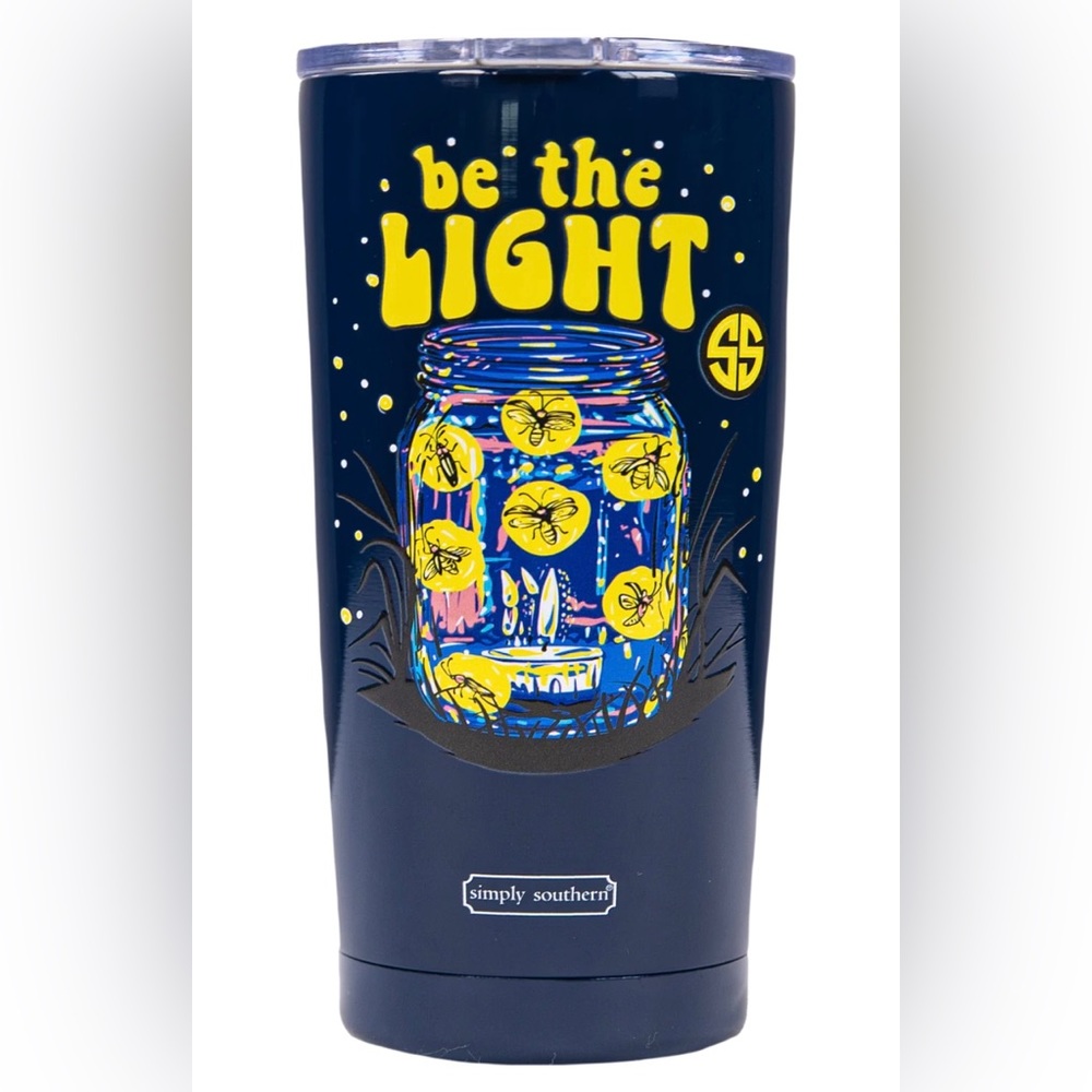 NWT Simply Southern blue Tumbler 20 oz Design lightening bugs